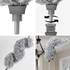 Upgraded Long Handle Microfiber Feather Ceiling Duster for Dust Cleaning Extendable Pole 30-100 Inch for Cleaning High Cobweb Stick High Ceiling Fan - Stainless Steel,Grey GenzVybs